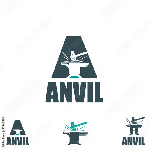 Anvil letter based A typeface logo vector illustration