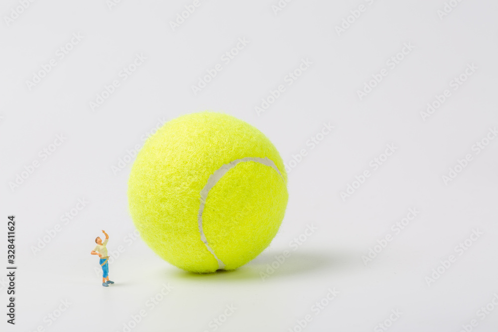 Man climbing tennis on white background
