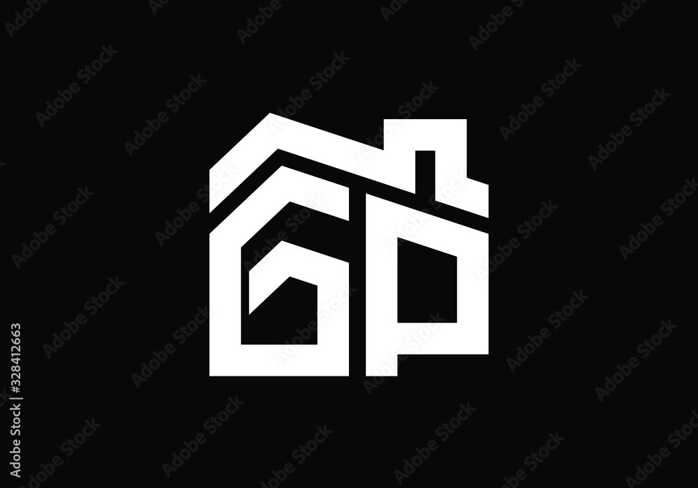 Initial Letter G and P with the roof. Real estate logo design concept. Initial Letter G and P with the roof. Real estate logo design concept.
