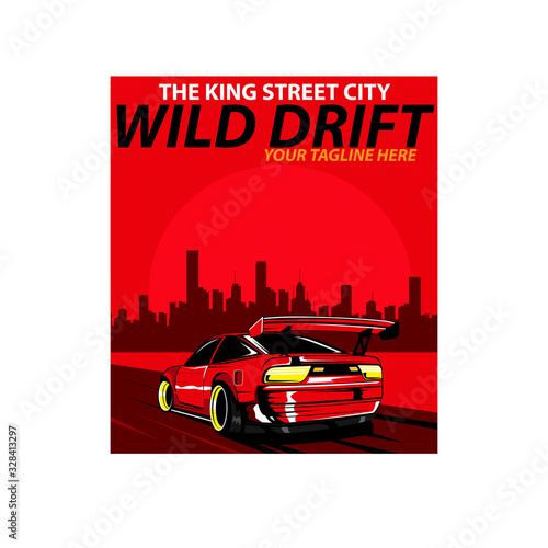 red car go to the city
