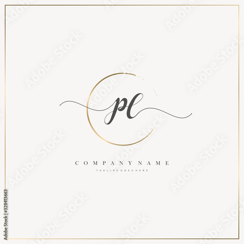 PL Initial Letter handwriting logo hand drawn template vector, logo for beauty, cosmetics, wedding, fashion and business