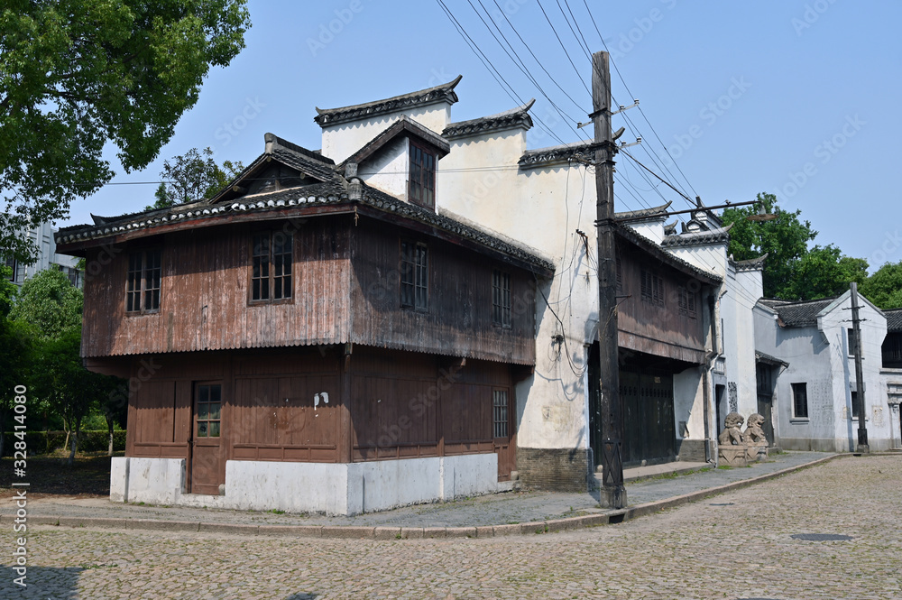 Old buildings on the historic streets of Shanghai, China