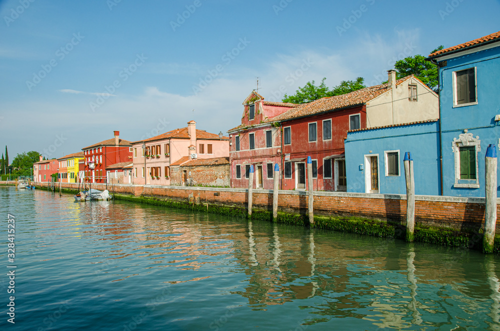 Beautiful colorful houses in Burano Venice Italy in Europe