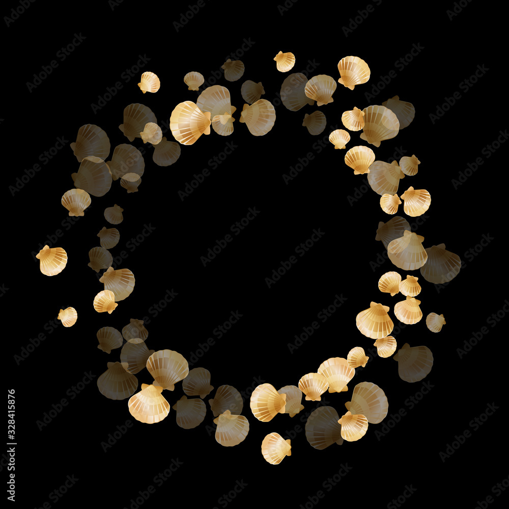 Gold seashells vector, golden pearl bivalved mollusks. Gold seashells vector, golden pearl bivalved mollusks.