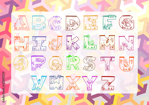 Children's alphabet for printing in a frame, format A3 297x420