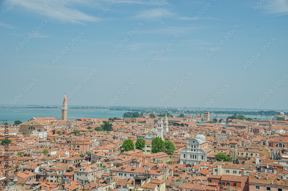Beautiful view of Venice from San Marco Companile in Venice Italy