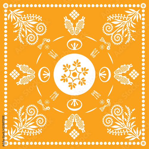 Georgian traditional ornaments. Vector Ornament With Caucasian Motifs. Persian colored carpet.Vector, Illustration.  Rich ornament for fabric design, handmade, interior decoration