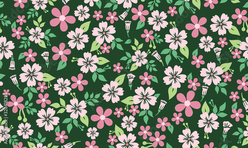 Seamless pattern background for Botanical leaf, with flower decor.
