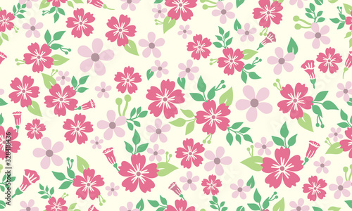 Seamless pattern background for Botanical leaf, with flower decor.