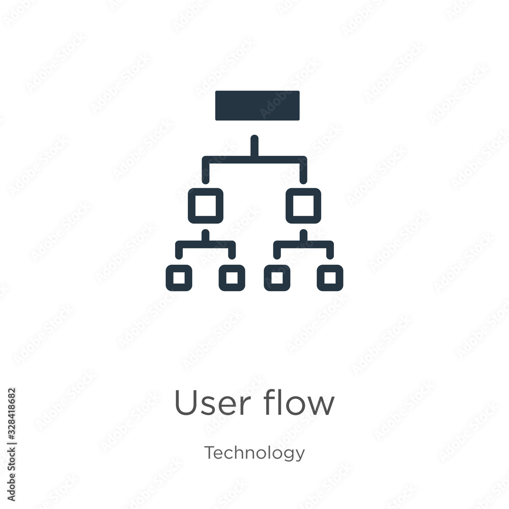 User flow icon vector. Trendy flat user flow icon from technology collection isolated on white background. Vector illustration can be used for web and mobile graphic design, logo, eps10 User flow icon vector. Trendy flat user flow icon from technology collection isolated on white background. Vector illustration can be used for web and mobile graphic design, logo, eps10