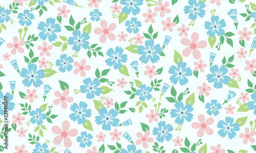 Seamless pattern background for Botanical leaf, with flower decor.