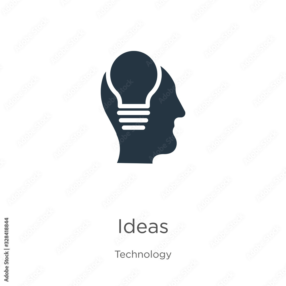 Ideas icon vector. Trendy flat ideas icon from technology collection isolated on white background. Vector illustration can be used for web and mobile graphic design, logo, eps10 Ideas icon vector. Trendy flat ideas icon from technology collection isolated on white background. Vector illustration can be used for web and mobile graphic design, logo, eps10