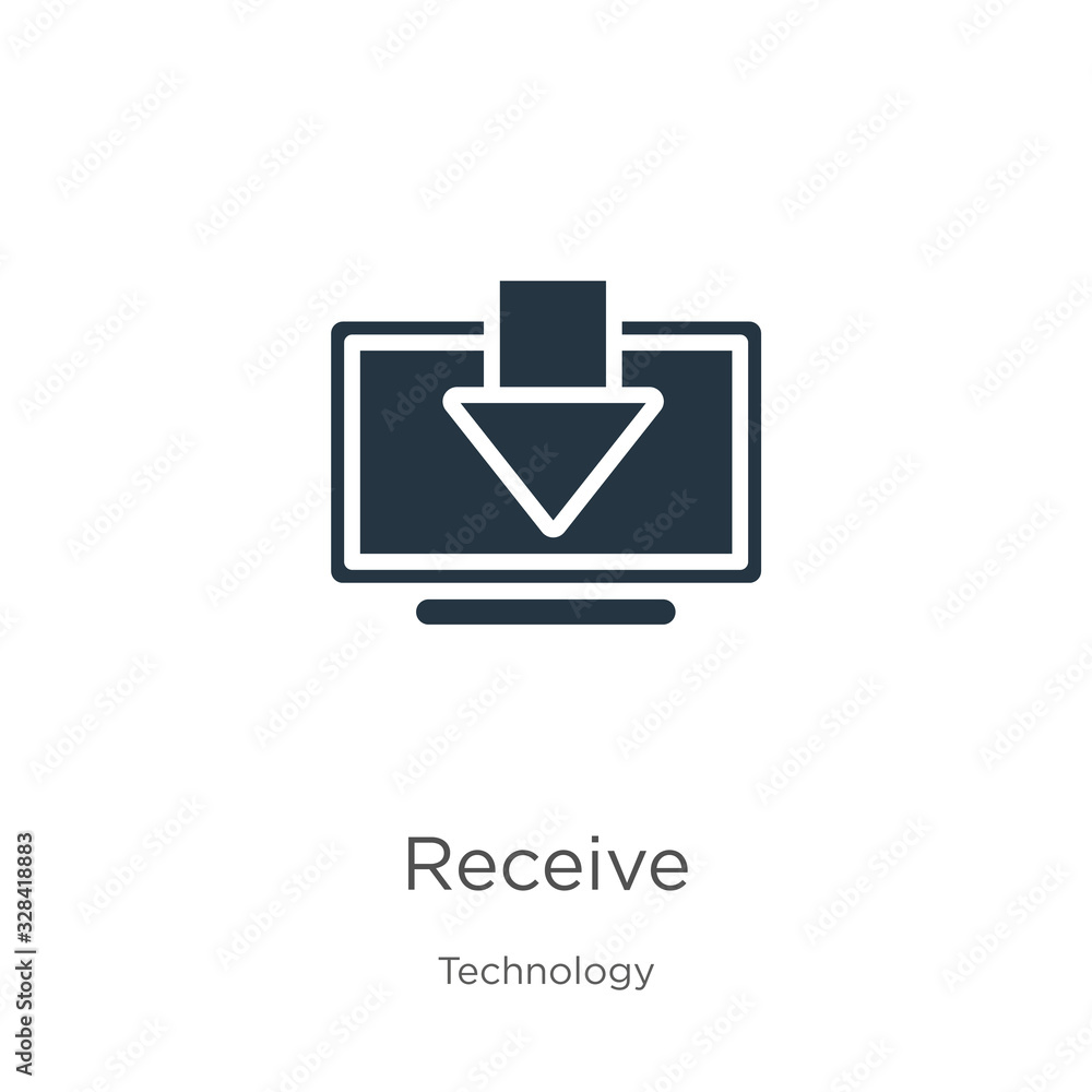 Receive icon vector. Trendy flat receive icon from technology collection isolated on white background. Vector illustration can be used for web and mobile graphic design, logo, eps10 Receive icon vector. Trendy flat receive icon from technology collection isolated on white background. Vector illustration can be used for web and mobile graphic design, logo, eps10