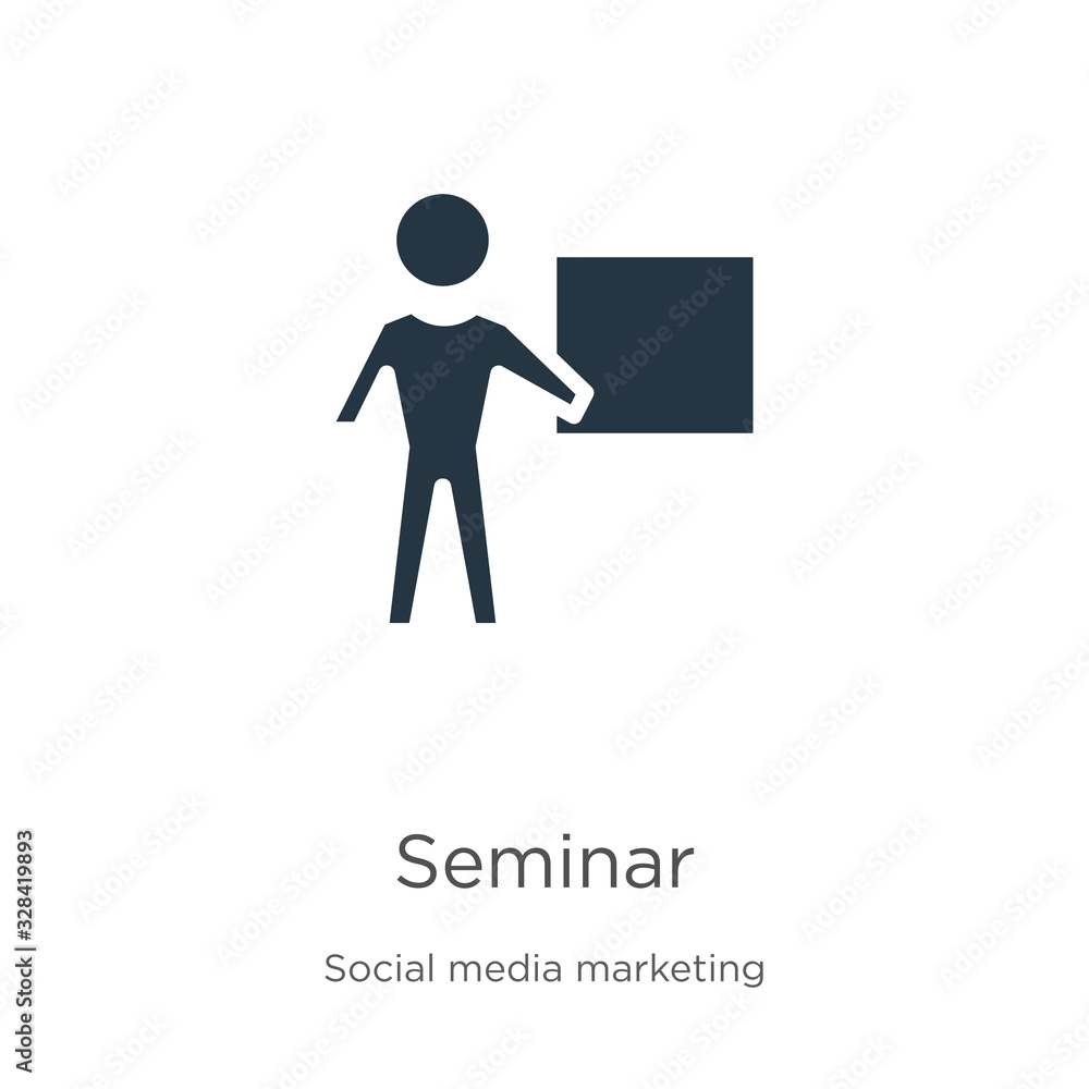 Seminar icon vector. Trendy flat seminar icon from social media marketing collection isolated on white background. Vector illustration can be used for web and mobile graphic design, logo, eps10 Seminar icon vector. Trendy flat seminar icon from social media marketing collection isolated on white background. Vector illustration can be used for web and mobile graphic design, logo, eps10