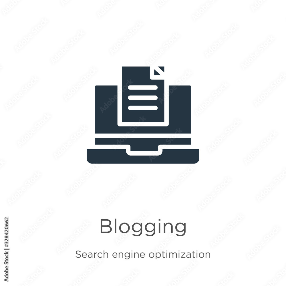 Blogging icon vector. Trendy flat blogging icon from search engine optimization collection isolated on white background. Vector illustration can be used for web and mobile graphic design, logo, eps10 Blogging icon vector. Trendy flat blogging icon from search engine optimization collection isolated on white background. Vector illustration can be used for web and mobile graphic design, logo, eps10