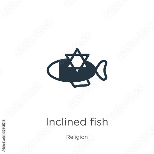 Inclined fish icon vector. Trendy flat inclined fish icon from religion collection isolated on white background. Vector illustration can be used for web and mobile graphic design, logo, eps10