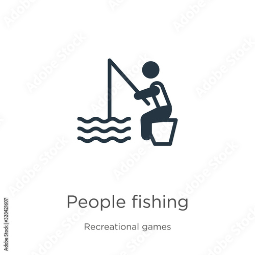 People fishing icon vector. Trendy flat people fishing icon from recreational games collection isolated on white background. Vector illustration can be used for web and mobile graphic design, logo,