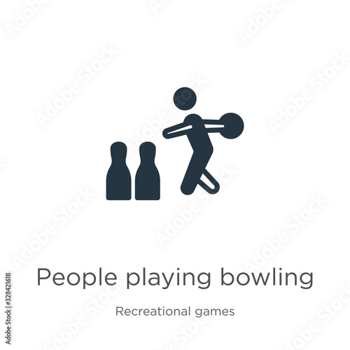 People playing bowling icon vector. Trendy flat people playing bowling icon from recreational games collection isolated on white background. Vector illustration can be used for web and mobile graphic