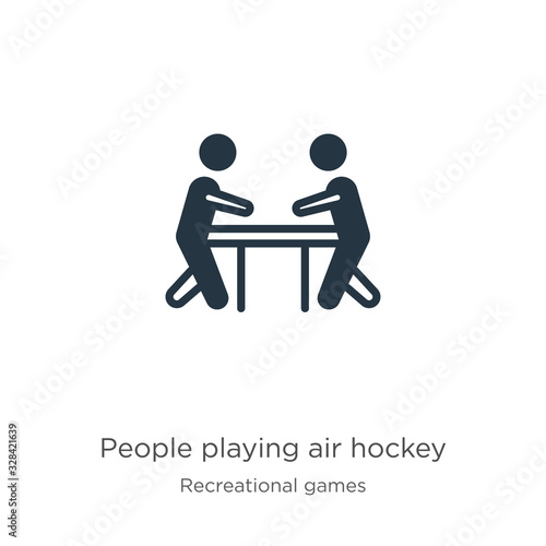 People playing air hockey icon vector. Trendy flat people playing air hockey icon from recreational games collection isolated on white background. Vector illustration can be used for web and mobile