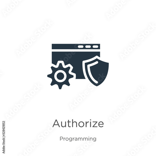 Authorize icon vector. Trendy flat authorize icon from programming collection isolated on white background. Vector illustration can be used for web and mobile graphic design, logo, eps10