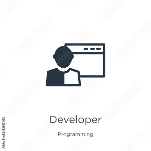 Developer icon vector. Trendy flat developer icon from programming collection isolated on white background. Vector illustration can be used for web and mobile graphic design, logo, eps10