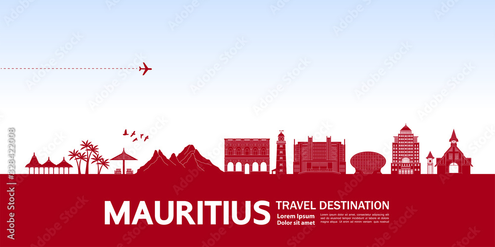 Mauritius travel destination grand vector illustration. 