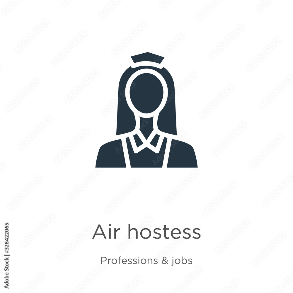 Air hostess icon vector. Trendy flat air hostess icon from professions collection isolated on white background. Vector illustration can be used for web and mobile graphic design, logo, eps10 Air hostess icon vector. Trendy flat air hostess icon from professions collection isolated on white background. Vector illustration can be used for web and mobile graphic design, logo, eps10
