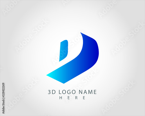 3D D letter logo design vector