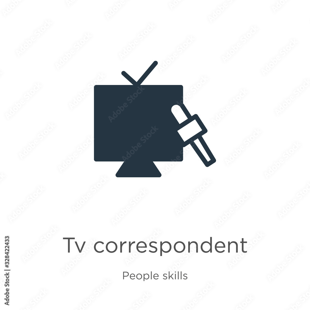 Tv correspondent icon vector. Trendy flat tv correspondent icon from people skills collection isolated on white background. Vector illustration can be used for web and mobile graphic design, logo, Tv correspondent icon vector. Trendy flat tv correspondent icon from people skills collection isolated on white background. Vector illustration can be used for web and mobile graphic design, logo,