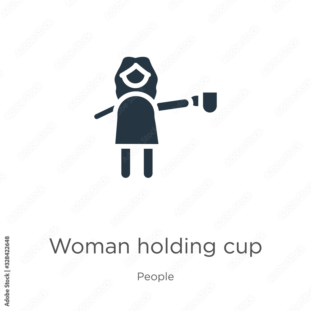 Woman holding cup icon vector. Trendy flat woman holding cup icon from people collection isolated on white background. Vector illustration can be used for web and mobile graphic design, logo, eps10 Woman holding cup icon vector. Trendy flat woman holding cup icon from people collection isolated on white background. Vector illustration can be used for web and mobile graphic design, logo, eps10