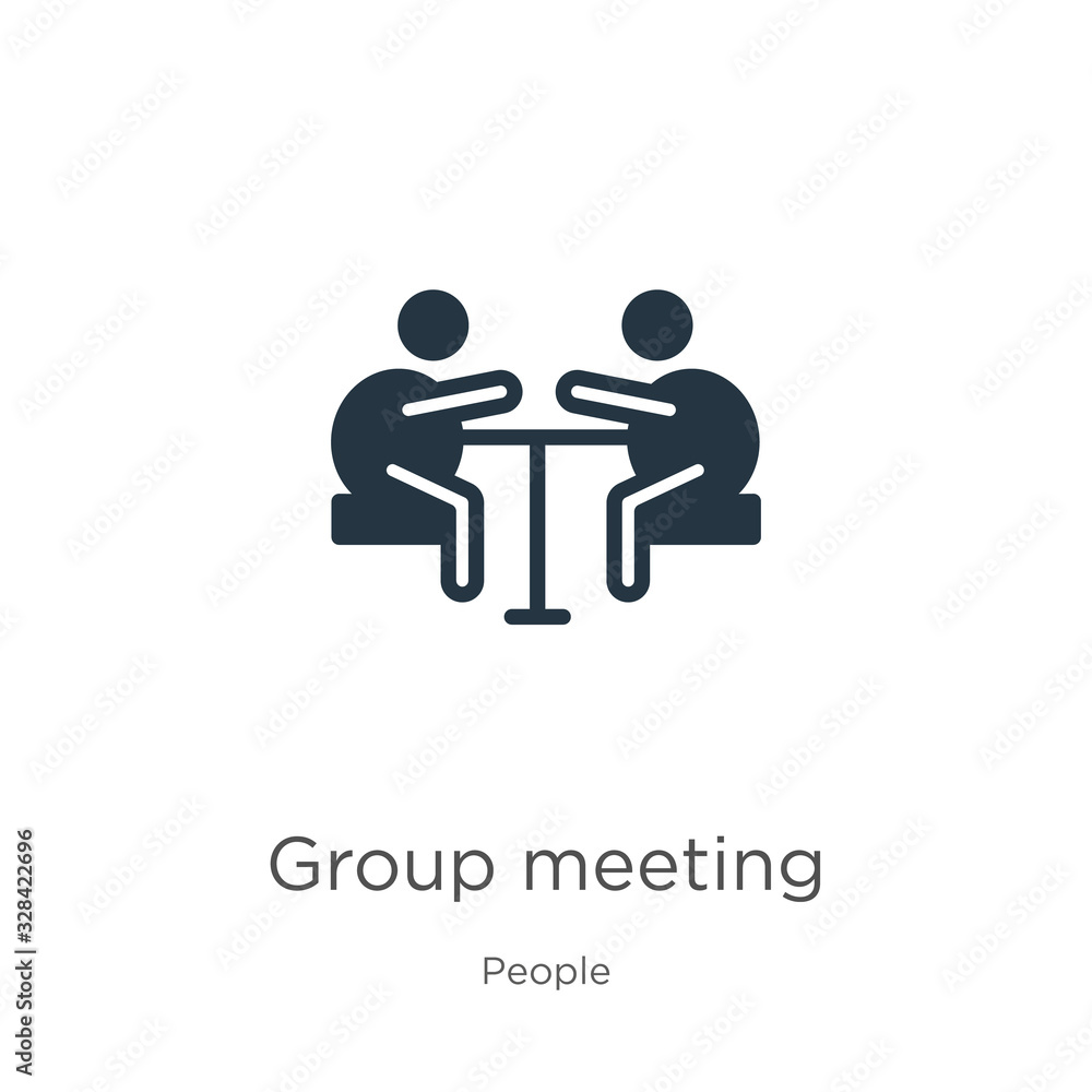 Group meeting icon vector. Trendy flat group meeting icon from people collection isolated on white background. Vector illustration can be used for web and mobile graphic design, logo, eps10 Group meeting icon vector. Trendy flat group meeting icon from people collection isolated on white background. Vector illustration can be used for web and mobile graphic design, logo, eps10