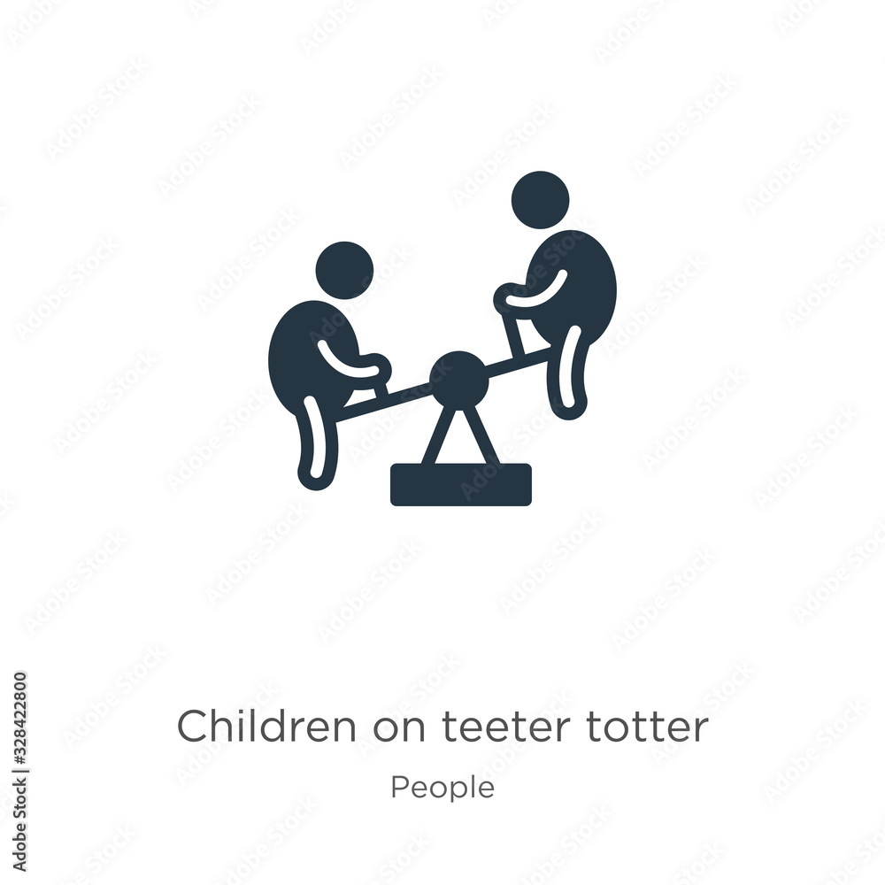 Children on teeter totter icon vector. Trendy flat children on teeter totter icon from people collection isolated on white background. Vector illustration can be used for web and mobile graphic Children on teeter totter icon vector. Trendy flat children on teeter totter icon from people collection isolated on white background. Vector illustration can be used for web and mobile graphic