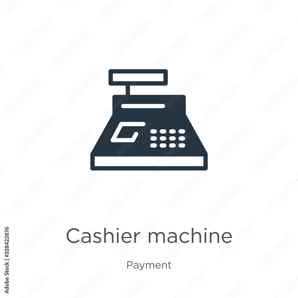 Cashier machine icon vector. Trendy flat cashier machine icon from payment collection isolated on white background. Vector illustration can be used for web and mobile graphic design, logo, eps10 Cashier machine icon vector. Trendy flat cashier machine icon from payment collection isolated on white background. Vector illustration can be used for web and mobile graphic design, logo, eps10