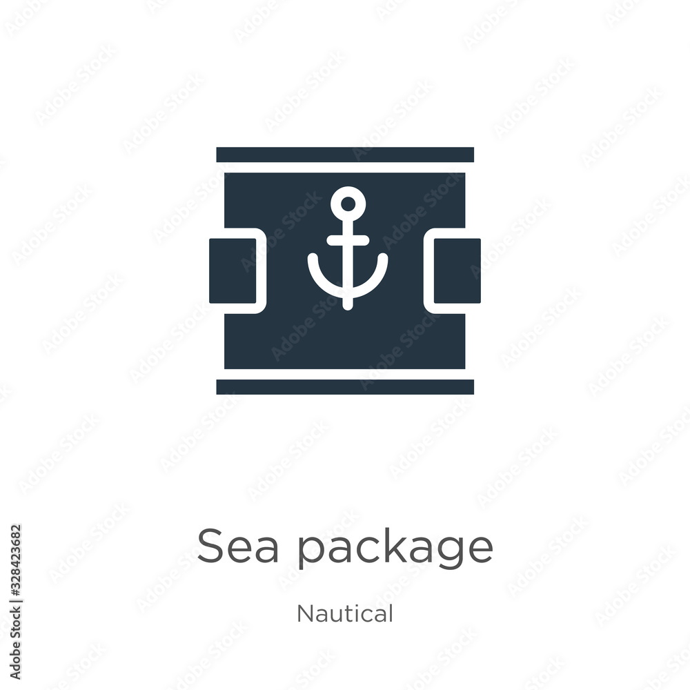 Sea package icon vector. Trendy flat sea package icon from nautical collection isolated on white background. Vector illustration can be used for web and mobile graphic design, logo, eps10 Sea package icon vector. Trendy flat sea package icon from nautical collection isolated on white background. Vector illustration can be used for web and mobile graphic design, logo, eps10