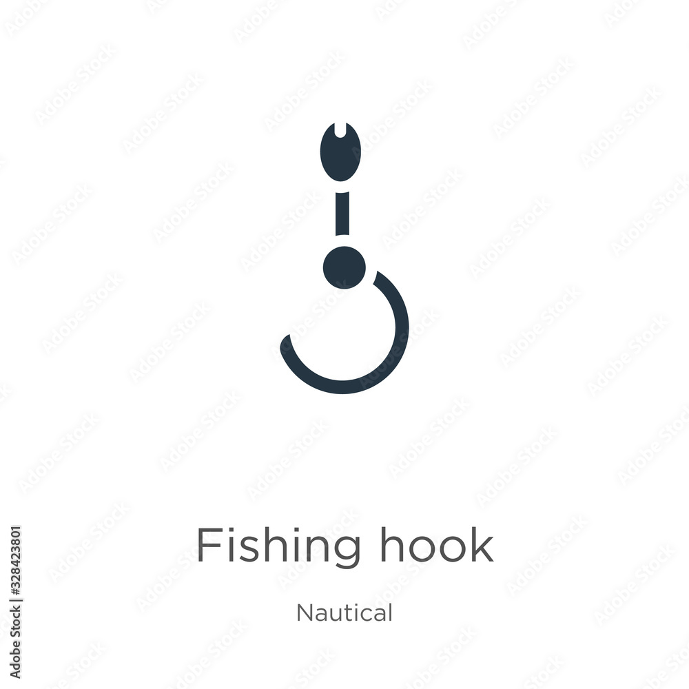 Obraz premium Fishing hook icon vector. Trendy flat fishing hook icon from nautical collection isolated on white background. Vector illustration can be used for web and mobile graphic design, logo, eps10