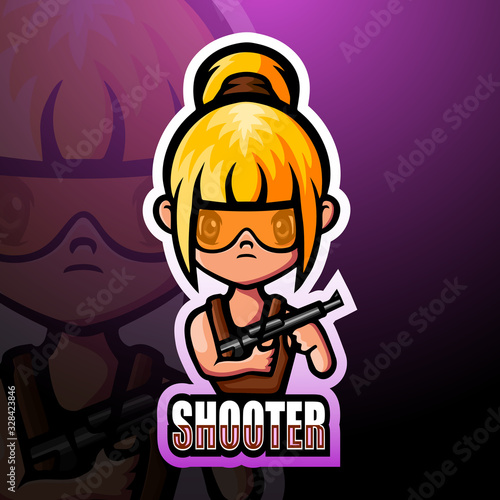 Shooter girl mascot esport logo design