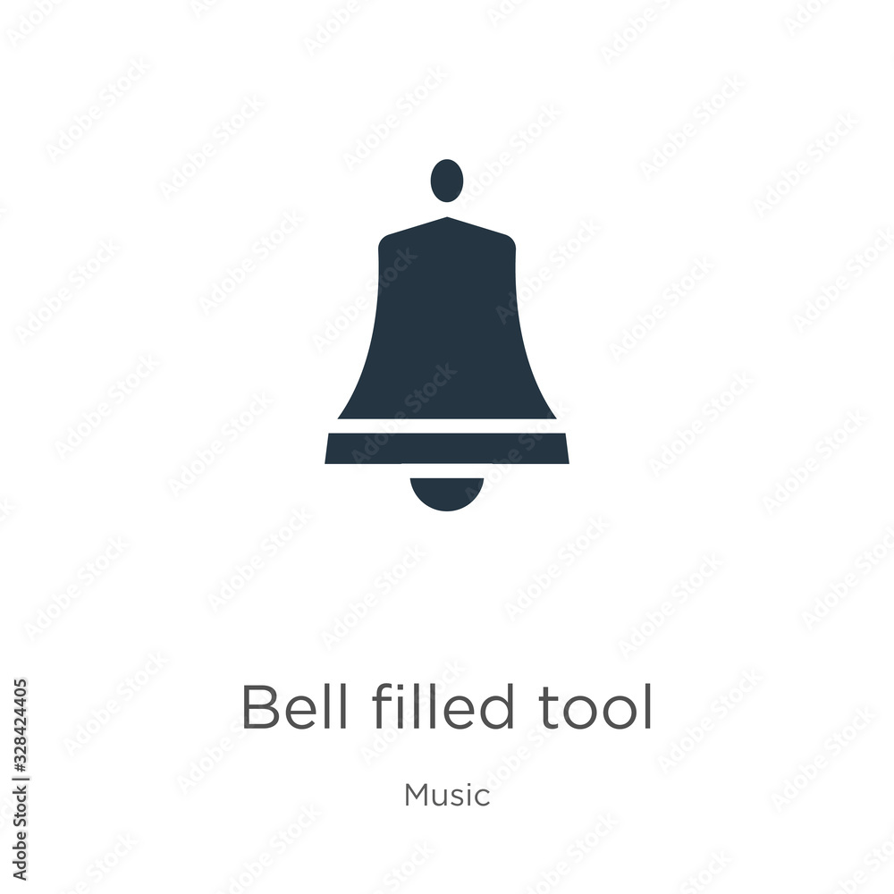 Bell filled tool icon vector. Trendy flat bell filled tool icon from music collection isolated on white background. Vector illustration can be used for web and mobile graphic design, logo, eps10 Bell filled tool icon vector. Trendy flat bell filled tool icon from music collection isolated on white background. Vector illustration can be used for web and mobile graphic design, logo, eps10