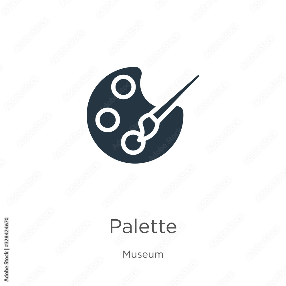Palette icon vector. Trendy flat palette icon from museum collection isolated on white background. Vector illustration can be used for web and mobile graphic design, logo, eps10 Palette icon vector. Trendy flat palette icon from museum collection isolated on white background. Vector illustration can be used for web and mobile graphic design, logo, eps10