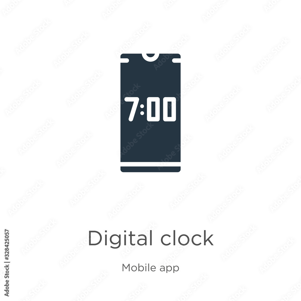 Digital clock icon vector. Trendy flat digital clock icon from mobile app collection isolated on white background. Vector illustration can be used for web and mobile graphic design, logo, eps10