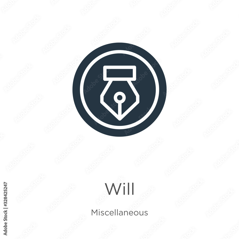 Will icon vector. Trendy flat will icon from miscellaneous collection isolated on white background. Vector illustration can be used for web and mobile graphic design, logo, eps10 Will icon vector. Trendy flat will icon from miscellaneous collection isolated on white background. Vector illustration can be used for web and mobile graphic design, logo, eps10