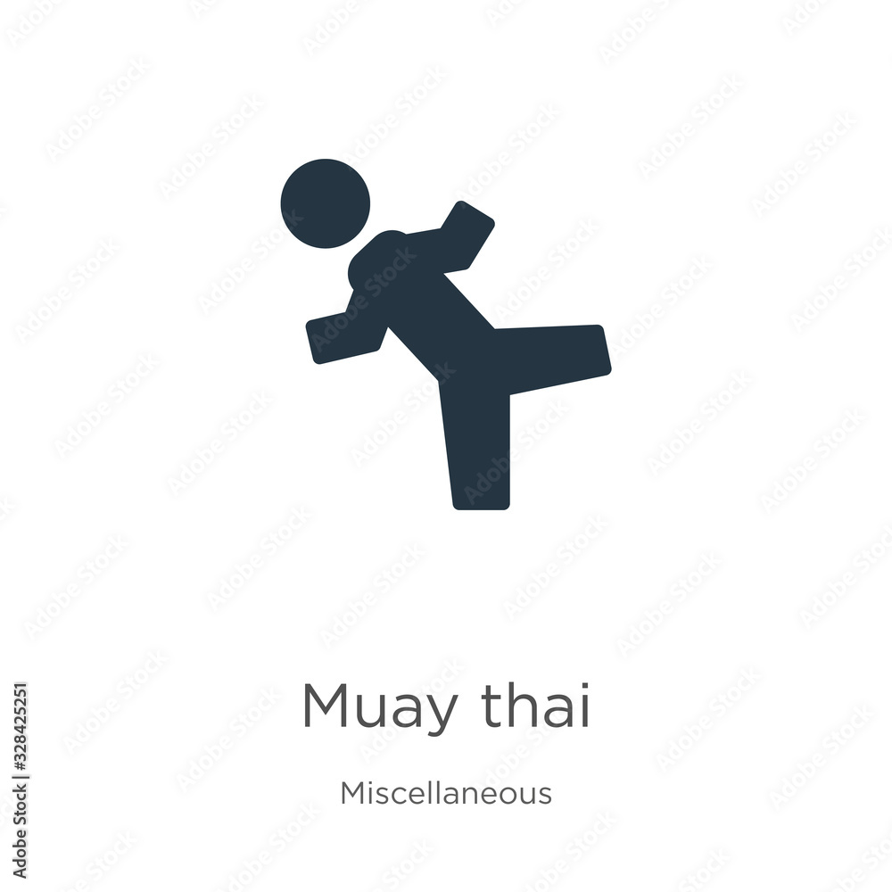 Muay thai icon vector. Trendy flat muay thai icon from miscellaneous collection isolated on white background. Vector illustration can be used for web and mobile graphic design, logo, eps10 Muay thai icon vector. Trendy flat muay thai icon from miscellaneous collection isolated on white background. Vector illustration can be used for web and mobile graphic design, logo, eps10