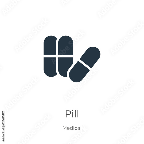 Pill icon vector. Trendy flat pill icon from medical collection isolated on white background. Vector illustration can be used for web and mobile graphic design, logo, eps10