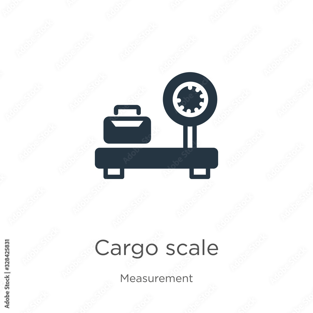 Cargo scale icon vector. Trendy flat cargo scale icon from measurement collection isolated on white background. Vector illustration can be used for web and mobile graphic design, logo, eps10 Cargo scale icon vector. Trendy flat cargo scale icon from measurement collection isolated on white background. Vector illustration can be used for web and mobile graphic design, logo, eps10