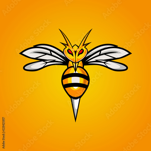 Angry bee esport mascot logo design vector illustration
