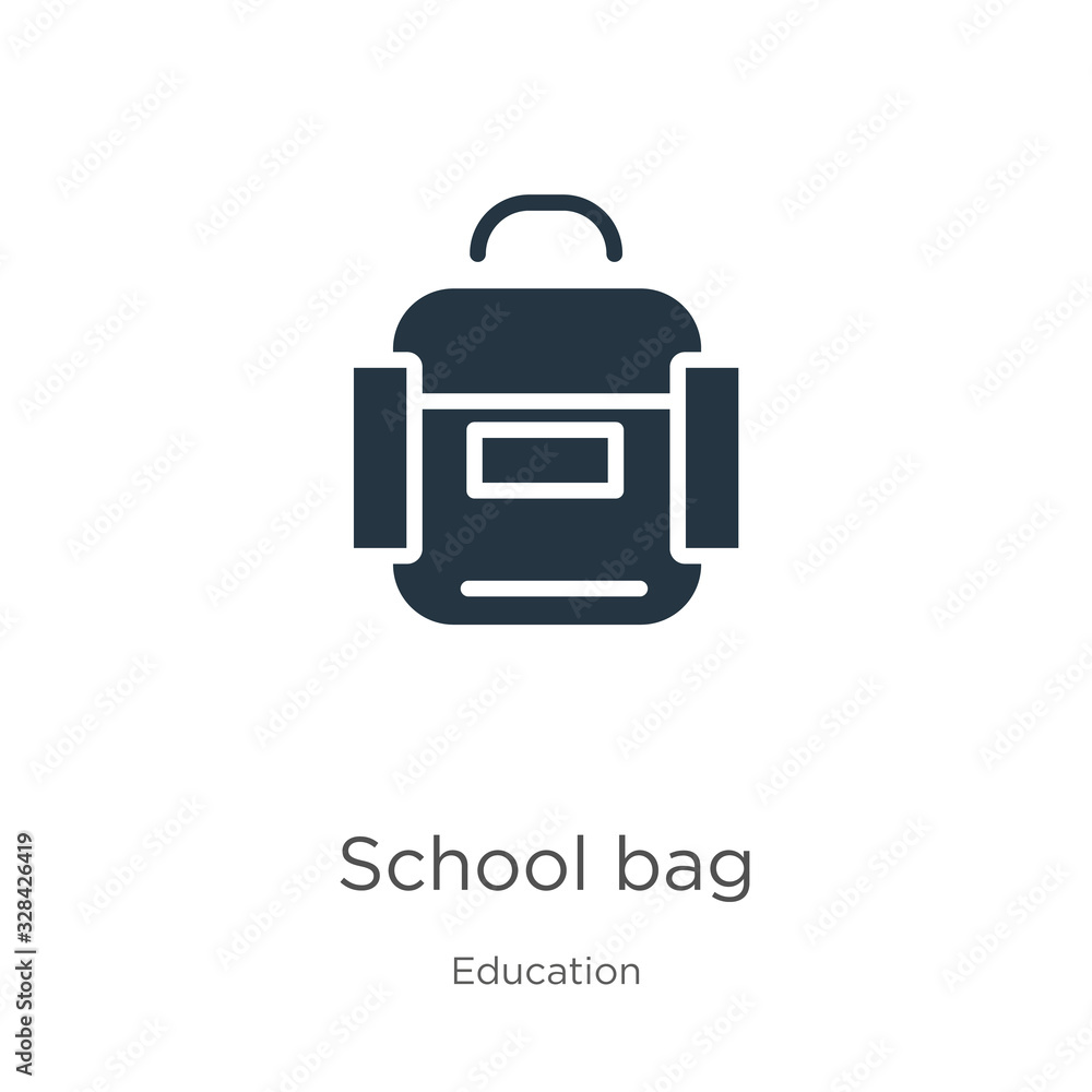 School bag icon vector. Trendy flat school bag icon from education collection isolated on white background. Vector illustration can be used for web and mobile graphic design, logo, eps10 School bag icon vector. Trendy flat school bag icon from education collection isolated on white background. Vector illustration can be used for web and mobile graphic design, logo, eps10