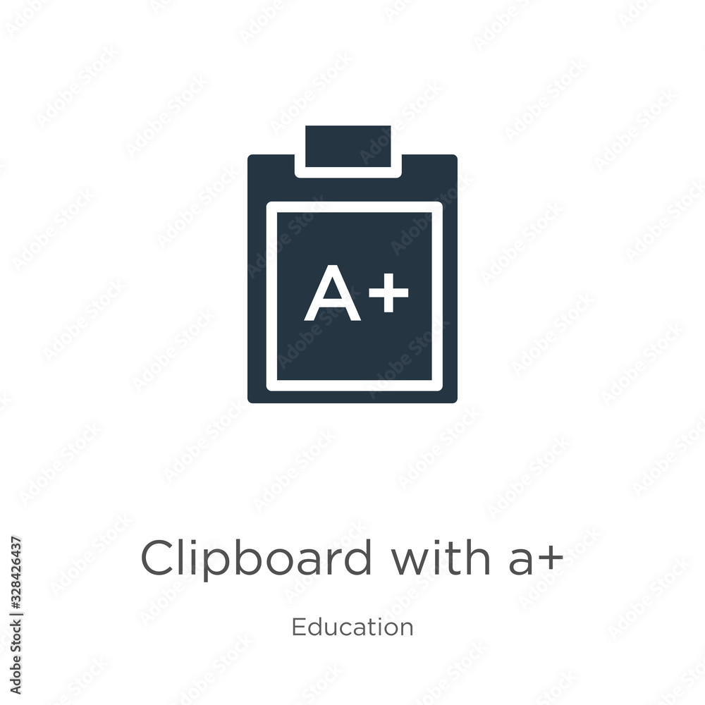 Clipboard with a+ icon vector. Trendy flat clipboard with a+ icon from education collection isolated on white background. Vector illustration can be used for web and mobile graphic design, logo, eps10