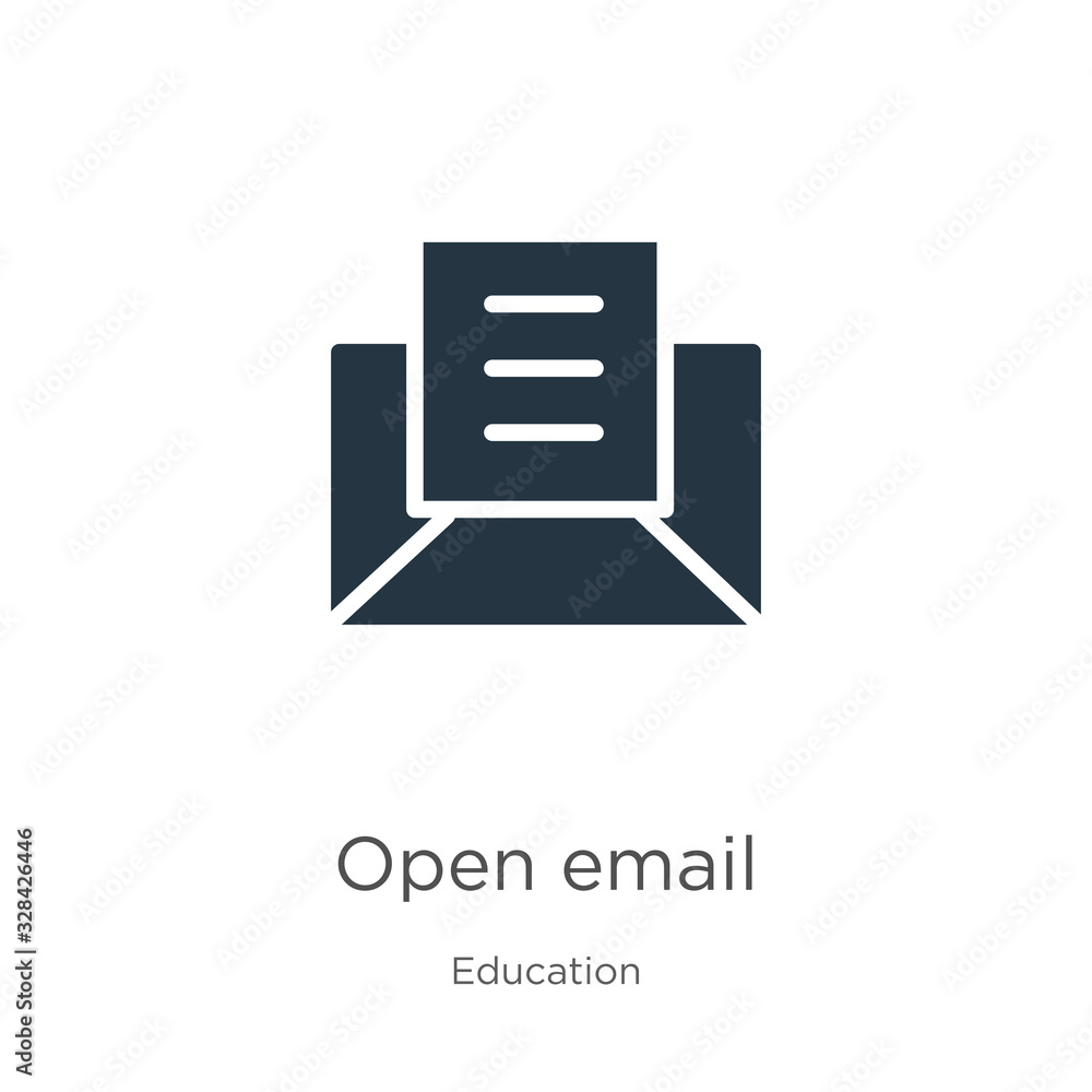 Open email icon vector. Trendy flat open email icon from education collection isolated on white background. Vector illustration can be used for web and mobile graphic design, logo, eps10 Open email icon vector. Trendy flat open email icon from education collection isolated on white background. Vector illustration can be used for web and mobile graphic design, logo, eps10