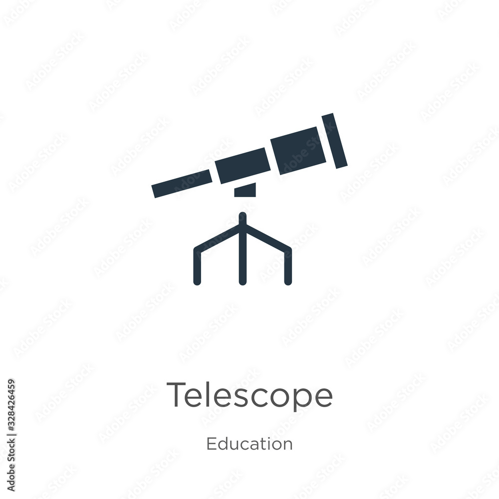 Telescope icon vector. Trendy flat telescope icon from education collection isolated on white background. Vector illustration can be used for web and mobile graphic design, logo, eps10 Telescope icon vector. Trendy flat telescope icon from education collection isolated on white background. Vector illustration can be used for web and mobile graphic design, logo, eps10