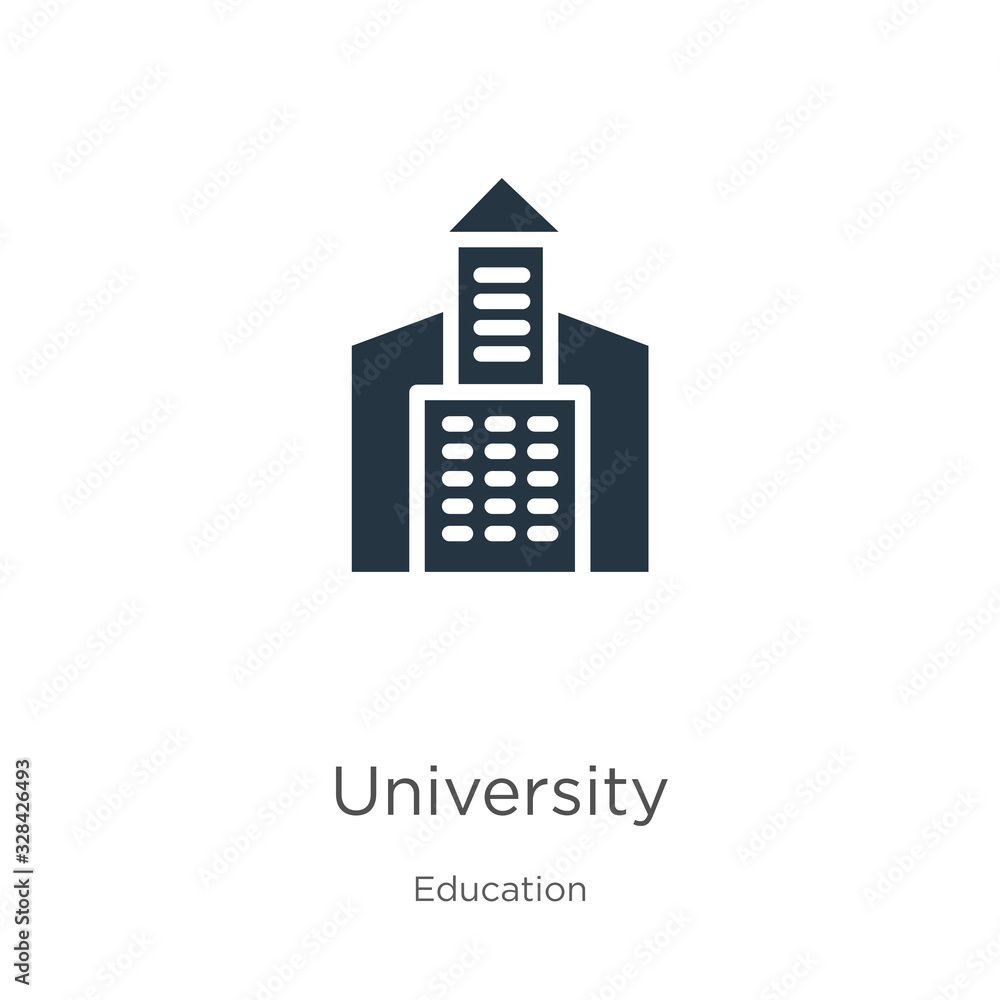 University icon vector. Trendy flat university icon from education collection isolated on white background. Vector illustration can be used for web and mobile graphic design, logo, eps10 University icon vector. Trendy flat university icon from education collection isolated on white background. Vector illustration can be used for web and mobile graphic design, logo, eps10