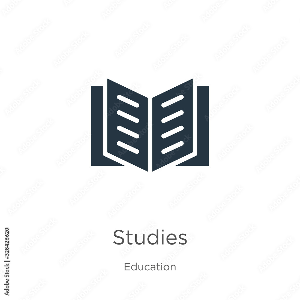Studies icon vector. Trendy flat studies icon from education collection isolated on white background. Vector illustration can be used for web and mobile graphic design, logo, eps10 Studies icon vector. Trendy flat studies icon from education collection isolated on white background. Vector illustration can be used for web and mobile graphic design, logo, eps10